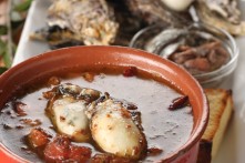 Oyster “Ajillo”, Oyster cooked in a garlic oil served with homemade focaccia