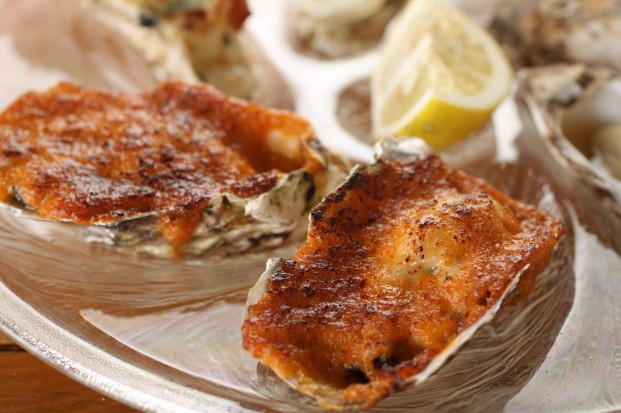 Baked oyster in creamy sea urchin butter